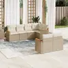 Image de vidaXL Salon de jardin avec coussins 7 pcs beige résine tressée
