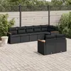 Image de vidaXL Salon de jardin 8 pcs avec coussins noir résine tressée