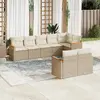Image de vidaXL Salon de jardin avec coussins 8 pcs beige résine tressée