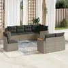Image de vidaXL Salon de jardin 8 pcs avec coussins gris résine tressée