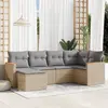 Image de vidaXL Salon de jardin avec coussins 6 pcs beige résine tressée