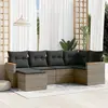 Image de vidaXL Salon de jardin 6 pcs avec coussins gris résine tressée