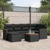 Image de vidaXL Salon de jardin 7 pcs avec coussins noir résine tressée
