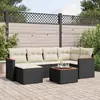 Image de vidaXL Salon de jardin 7 pcs avec coussins noir résine tressée