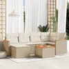 Image de vidaXL Salon de jardin avec coussins 7 pcs beige résine tressée