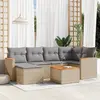 Image de vidaXL Salon de jardin avec coussins 7 pcs beige résine tressée
