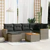 Image de vidaXL Salon de jardin avec coussins 7 pcs gris résine tressée