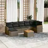Image de vidaXL Salon de jardin 8 pcs avec coussins gris résine tressée