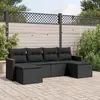 Image de vidaXL Salon de jardin 6 pcs avec coussins noir résine tressée