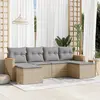 Image de vidaXL Salon de jardin avec coussins 6 pcs beige résine tressée
