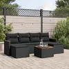 Image de vidaXL Salon de jardin 7 pcs avec coussins noir résine tressée