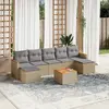 Image de vidaXL Salon de jardin avec coussins 8 pcs beige résine tressée