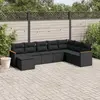 Image de vidaXL Salon de jardin 8 pcs avec coussins noir résine tressée