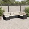 Image de vidaXL Salon de jardin 8 pcs avec coussins noir résine tressée