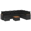 Image de vidaXL Salon de Jardin avec Coussins 9 pcs, Canapés de Terrasse, Ensemble de Meubles de Patio, Mobilier d'Extérieur, Noir Résine Tressée