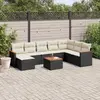 Image de vidaXL Salon de jardin 9 pcs avec coussins noir résine tressée