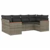 Image de vidaXL Salon de jardin 6 pcs avec coussins gris résine tressée