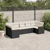 Image de vidaXL Salon de jardin 7 pcs avec coussins noir résine tressée