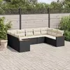Image de vidaXL Salon de jardin 9 pcs avec coussins noir résine tressée