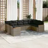 Image de vidaXL Salon de jardin 9 pcs avec coussins gris résine tressée