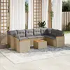 Image de vidaXL Salon de jardin avec coussins 10 pcs beige résine tressée