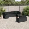 Image de vidaXL Salon de jardin 9 pcs avec coussins noir résine tressée
