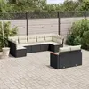 Image de vidaXL Salon de jardin 9 pcs avec coussins noir résine tressée