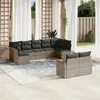 Image de vidaXL Salon de jardin 9 pcs avec coussins gris résine tressée