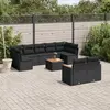 Image de vidaXL Salon de jardin 10 pcs avec coussins noir résine tressée