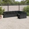 Image de vidaXL Salon de jardin 9 pcs avec coussins noir résine tressée