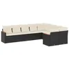 Image de vidaXL Salon de jardin 9 pcs avec coussins noir résine tressée