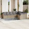 Image de vidaXL Salon de jardin avec coussins 9 pcs beige résine tressée