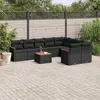 Image de vidaXL Salon de jardin 10 pcs avec coussins noir résine tressée