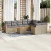 Image de vidaXL Salon de jardin avec coussins 10 pcs beige résine tressée