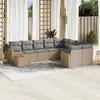 Image de vidaXL Salon de jardin avec coussins 10 pcs beige résine tressée