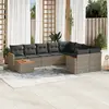 Image de vidaXL Salon de jardin avec coussins 10 pcs gris résine tressée