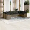 Image de vidaXL Salon de jardin avec coussins 10 pcs gris résine tressée