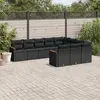 Image de vidaXL Salon de jardin 10 pcs avec coussins noir résine tressée