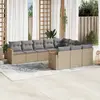 Image de vidaXL Salon de jardin avec coussins 10 pcs beige résine tressée