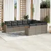Image de vidaXL Salon de jardin avec coussins 10 pcs gris résine tressée