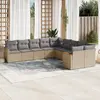 Image de vidaXL Salon de jardin avec coussins 10 pcs beige résine tressée