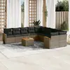 Image de vidaXL Salon de jardin 11 pcs avec coussins gris résine tressée