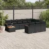 Image de vidaXL Salon de jardin 11 pcs avec coussins noir résine tressée