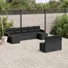 Image de vidaXL Salon de jardin 9 pcs avec coussins noir résine tressée