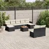 Image de vidaXL Salon de jardin 10 pcs avec coussins noir résine tressée