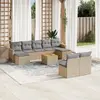 Image de vidaXL Salon de jardin avec coussins 10 pcs beige résine tressée