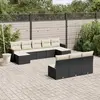 Image de vidaXL Salon de jardin 10 pcs avec coussins noir résine tressée
