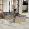 Image de vidaXL Salon de jardin avec coussins 10 pcs beige résine tressée