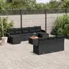 Image de vidaXL Salon de jardin 11 pcs avec coussins noir résine tressée
