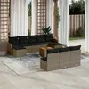 Image de vidaXL Salon de jardin 11 pcs avec coussins gris résine tressée